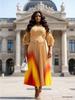 Miyake Plus Size Gradient Pleated Dress - Elegant, Slimming, Waist-Cinching Long Dress with European and African Fashion Influences