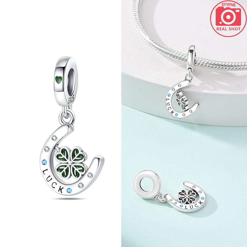 Green Color Four-Leaf Clover Avocado Copper Cactus Green Series Charms Beads Fit 3Mm Original Bracelet Diy Jewelry Gift