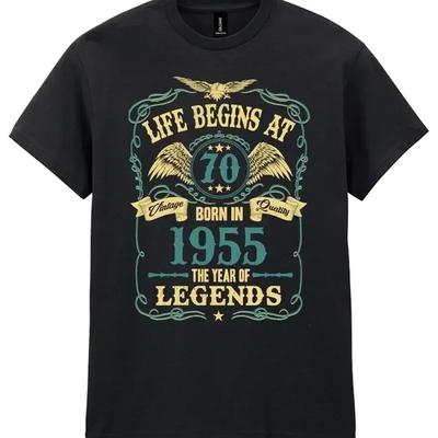 Life Begins At 70 Unisexs T Shirt Born In 1955 Legends 70th Birthday Seventy