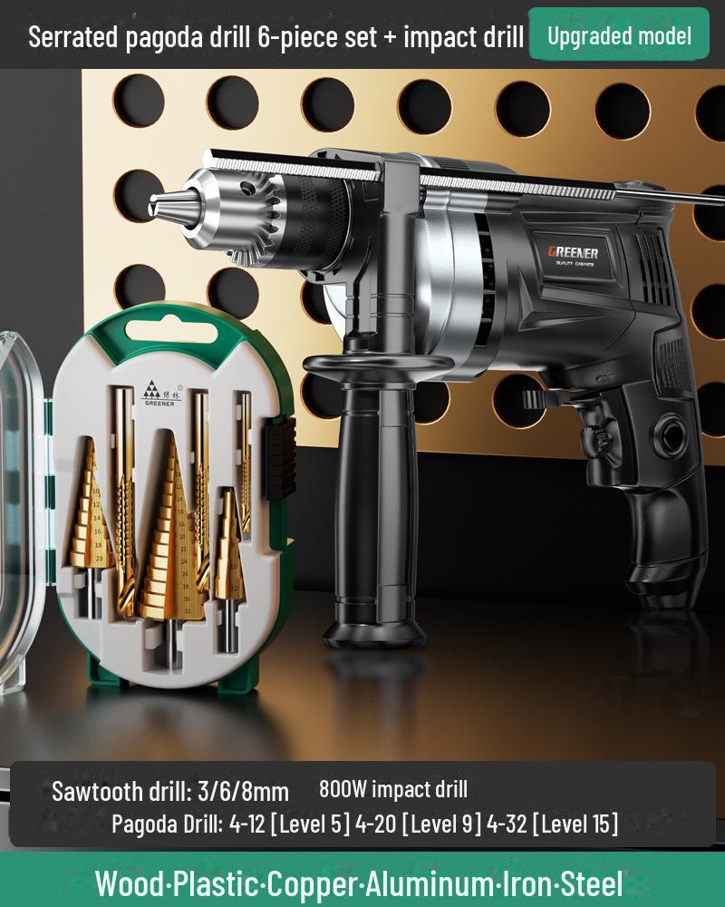 Green Forest Sawtooth Pagoda Drill Bit Set for Wood & Metal