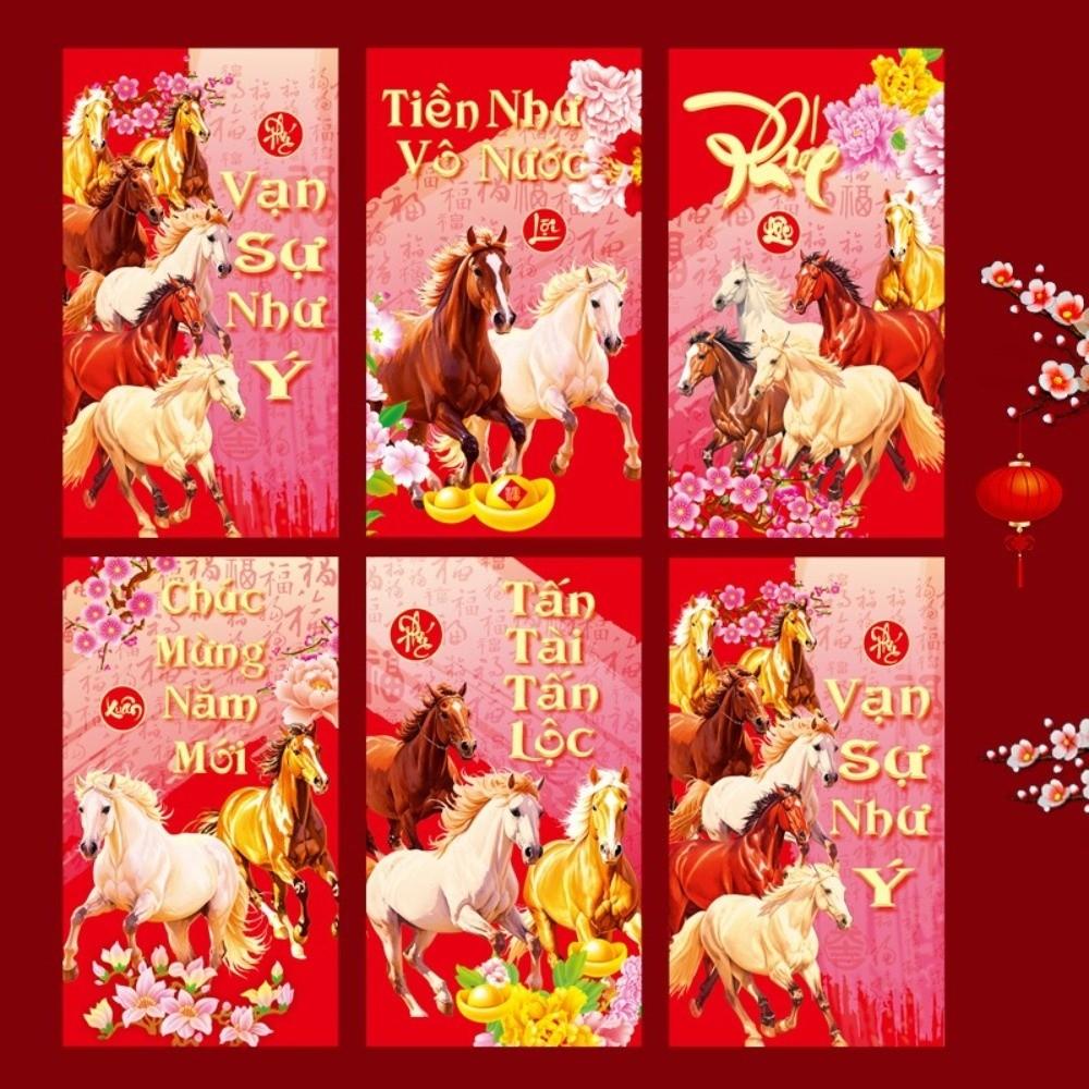 6pcs 2026 Horse Year New Year Money Envelope Spring Festival Red Envelope  Festival Gifting