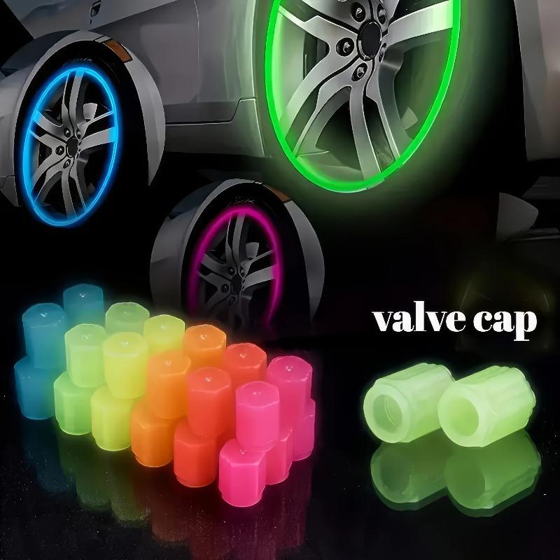 4PCS Luminous Tire Valve Caps, Green/blue/red, Sturdy Structure, Suitable for All Vehicle Models, Durable Car Valve Caps