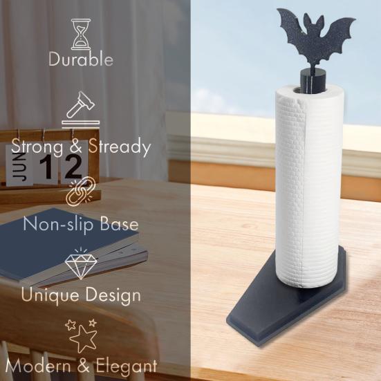 Halloween Tissue Holder Roll Paper Stand Realistic Bat Design Easy to Install Paper Rack Kitchen Bathroom Decoration