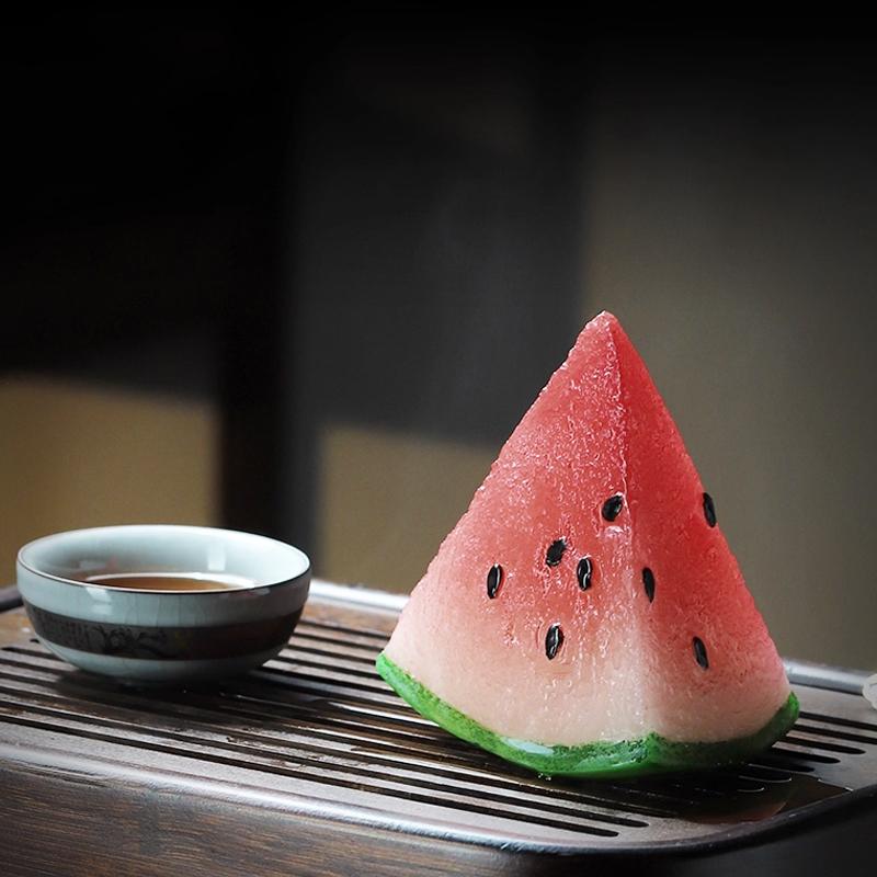 Farbwechselnde Wassermelonen-Tee-Haustier Harz Wassermelonen-Schmuck Teetisch Teetisch Zubehör Dekorationen Schreibtischdekorationen