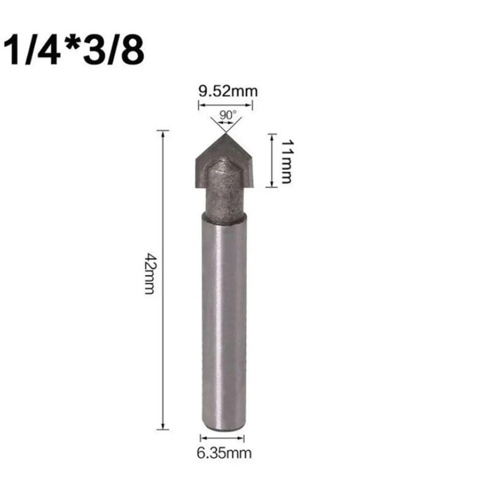 1PC 1/4 Inch Shank 90 Degree V Groove Router Bit Set CNC Engraving Drill Bits Solid Hardened Steel Router Bits High Quality