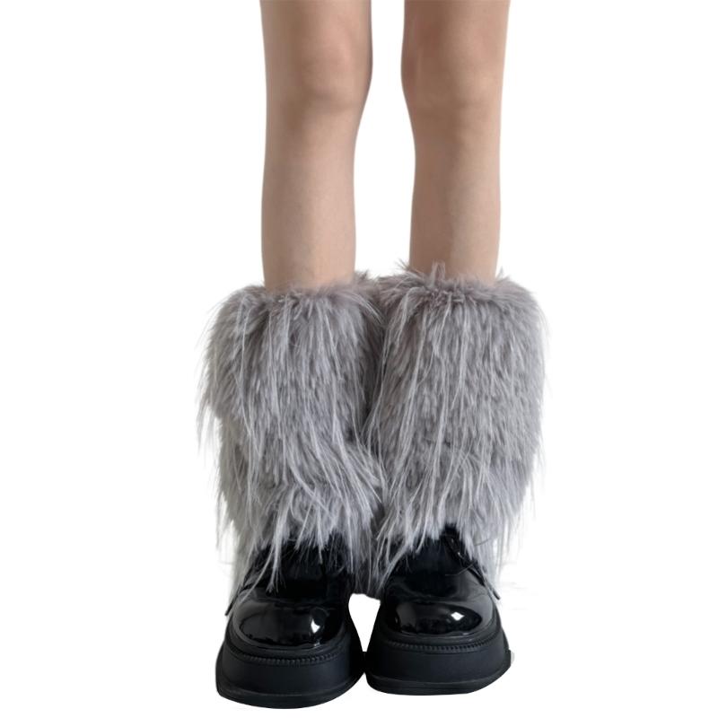 Women's Thick Fuzzy Leg Warmers Soft Plush Boot Covers Toppers for Costume Parties Winter Fashion Accessory Leg Gaiters