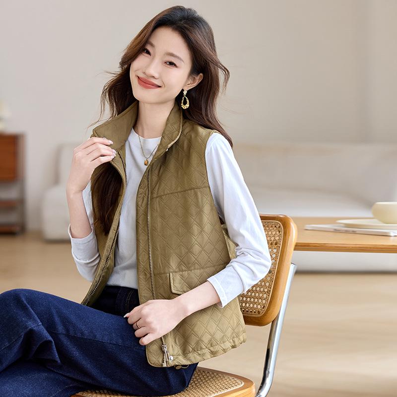 Women's Layered Sleeveless Vest Jacket - 2025 Spring/Autumn Trendy Outerwear for Moms