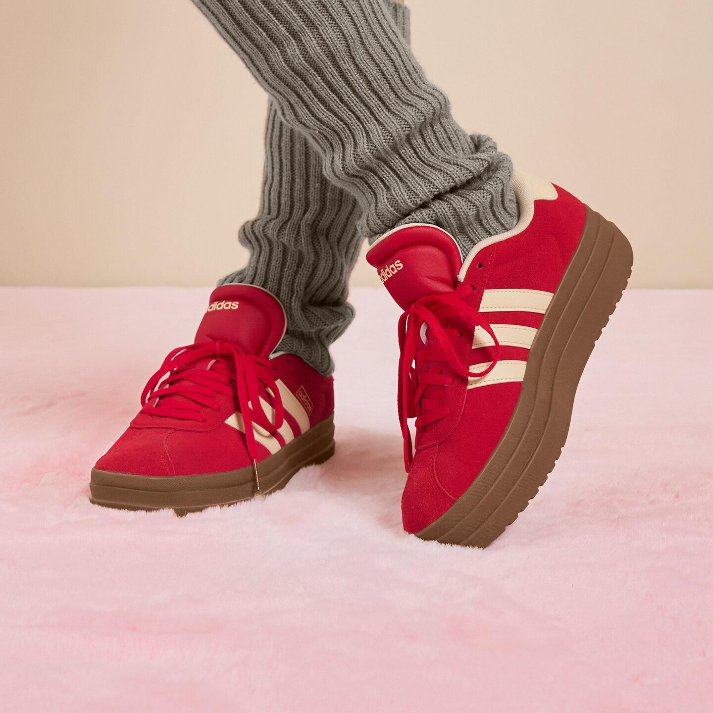 Adidas VL Court Bold Low top German Army Trainers Women s Red 38.5