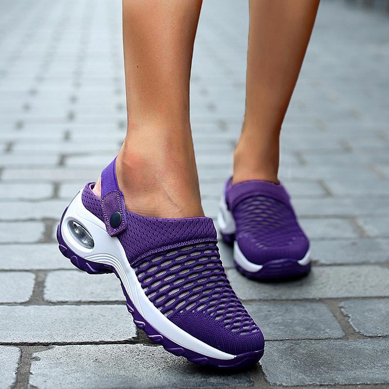 

Женские модные летние тапочки на платформе с воздушной подушкой, повседневные сандалии, дышащие удобные прогулочные кроссовки, большие размеры 35-43 41 фиолетовый