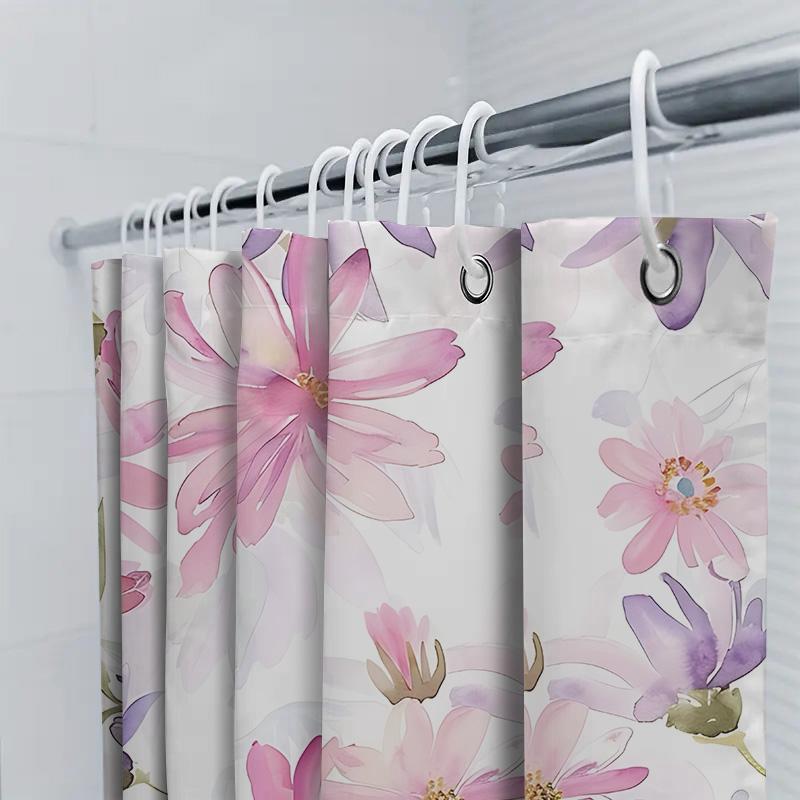 Elegant Watercolor Floral Shower Curtain Adds Charm to Your Bathroom Space Suitable for Wet &Dry Separation Waterproof  Durable