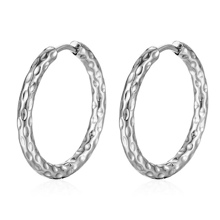 European-American Fashion Star Titanium Steel Round Women's 18K Gold-Plated Minimalist Stainless Steel Earrings