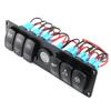 6 Gang Toggle Rocker Switch Panel Colorful LED Voltmeter for RV Car Marine Boat