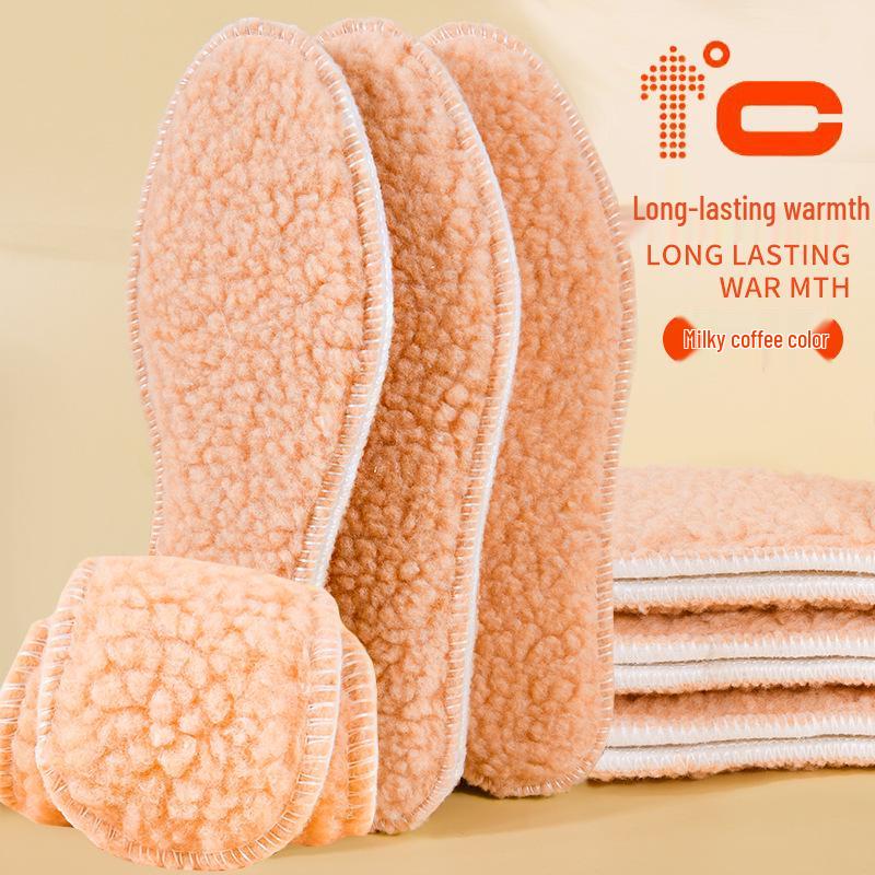 Breathable, warm fleece-lined winter insoles with sweat-absorbing, cold-proof imitation lamb's wool.