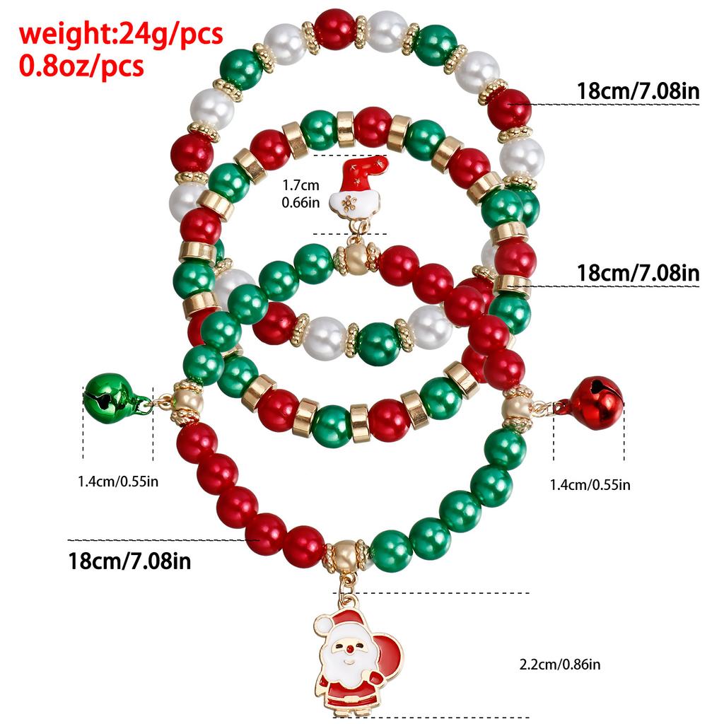 European and American Christmas bracelet, Santa Claus color beaded bracelet set, new christmas