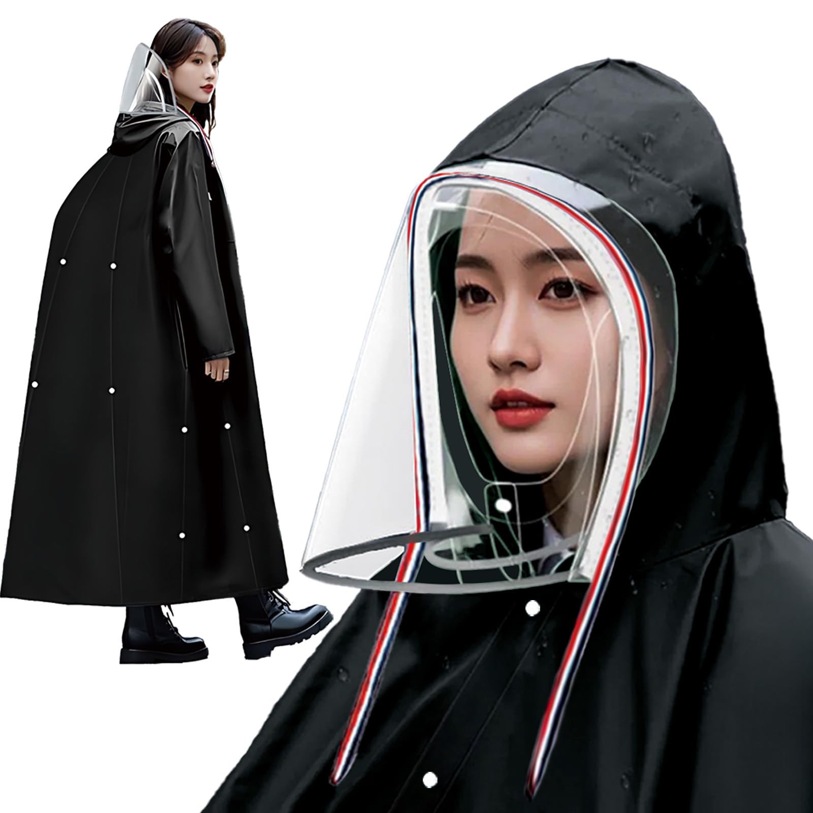 

DIOOMOR Bicycle and Backpack Large Long Rain Poncho for Men and Windproof and Fully with Transparent Perfect for and Heavy Rainy Season Raincoat,