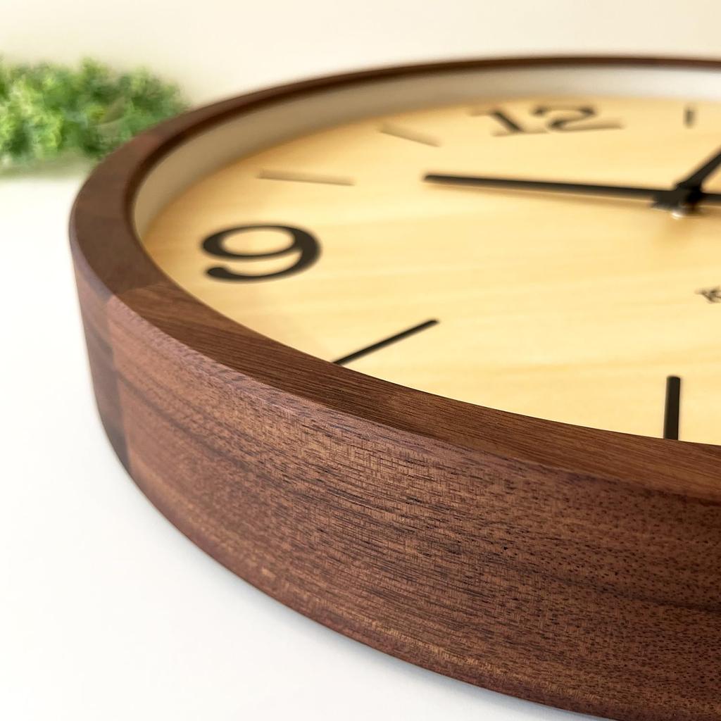 KATOMOKU muku clock 20 Walnut wall clock with continuous second hand km-137WARC 382mm (radio-controlled clock)