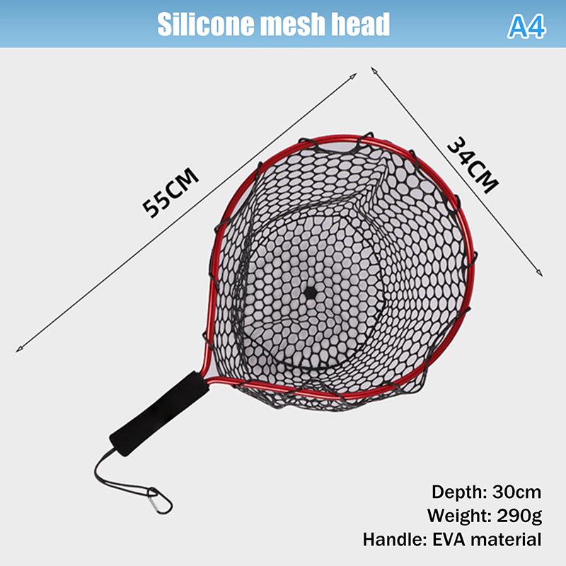 Portable Fishing Nets Ultralight Aluminum Alloy Silicone Wear Resistance Mesh Hand Dip Casting Landing Net For Fly Fishing