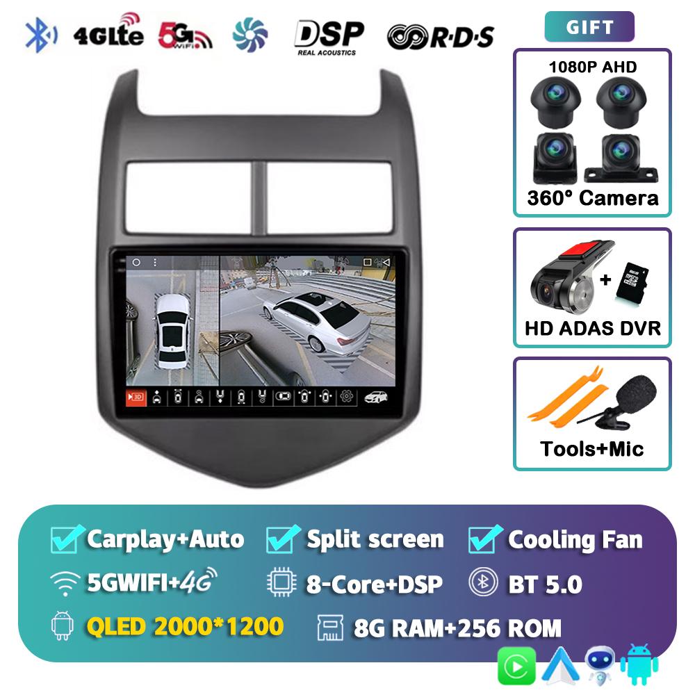 Android 14 Carplay Auto WIFI+4G Car Radio For Chevrolet Aveo 2 Sonic T300 2011-2015 Multimedia GPS Player Stereo 2din Head Unit
