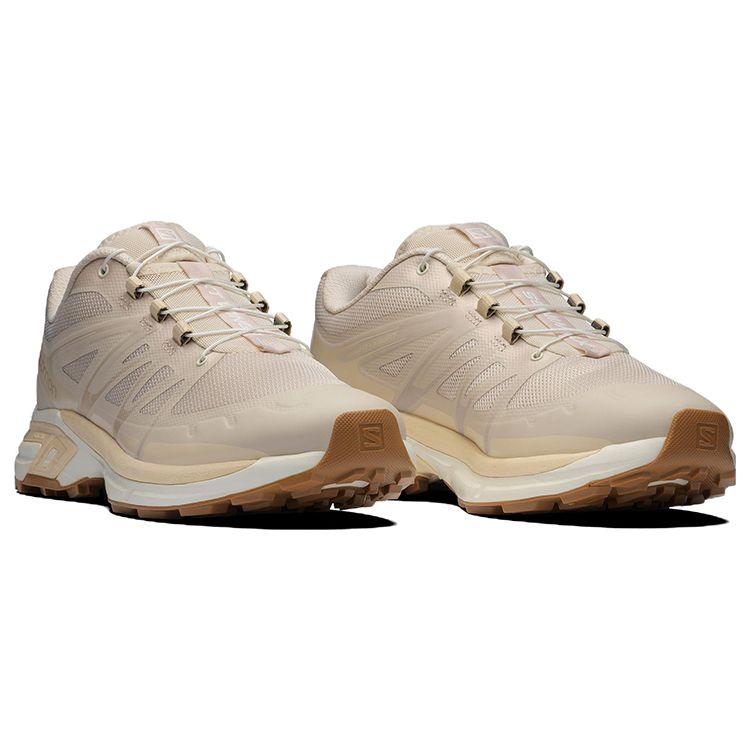 SALOMON Xt-Wings 2 Round Toe Lace-Up Fabric Durable Low-Top Trail Running Shoes Unisex Sneaker Beige 417092