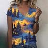 Women's V-Neck Halloween Print Blouse Lightweight Spring Summer Top