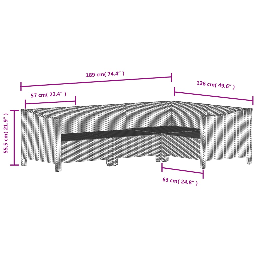 Vidaxl 6-Cz. Garden Lounge Set, Cushions, Grey, Rattan PE