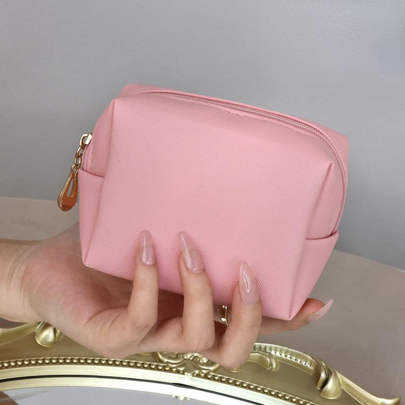 Einfarbig Make-Up Tasche Frauen Kosmetik Tasche Wasserdichte PU Leder Reise Tragbare Waschen Kulturbeutel Lagerung Tasche Organizer Geldbörse