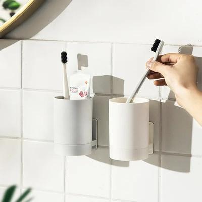 Integrated Toothbrush Cup Toothbrush Holder Bathroom Toilets Storage Cup Traceless Installation Plastic Mouthwash Drinkware Cup