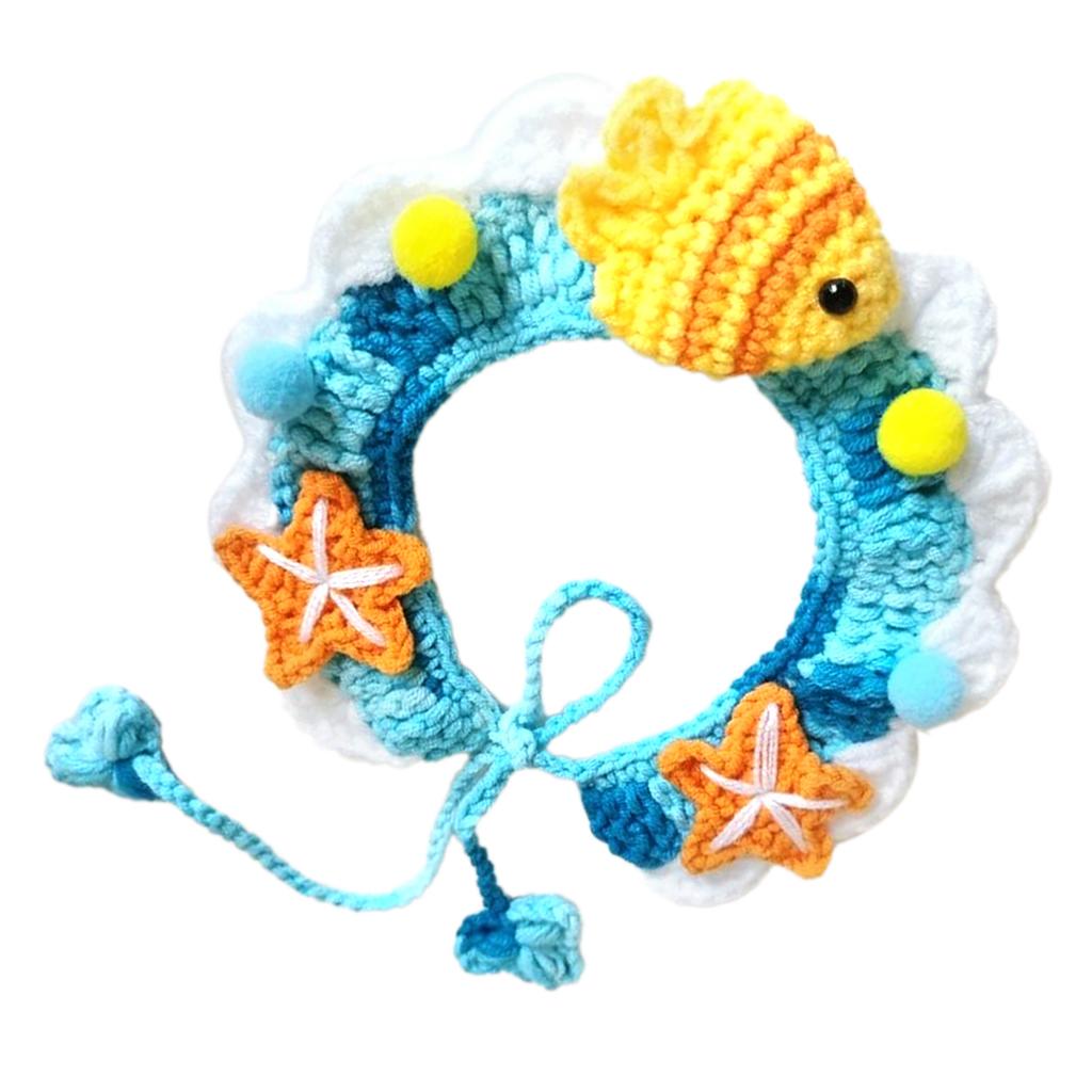 Gestricktes Haustierhalsband Handgewebt Atmungsaktiv Bequem Stilvoll Gestricktes Katzen-Lätzchen-Halsband mit Verstellbar