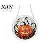 Window Hanging Decoration Halloween Scary Bat Pumpkin Acrylic Jigsaw Puzzle Suncatcher, Stained Glass Style Stainless Steel Chain Hanger Decor