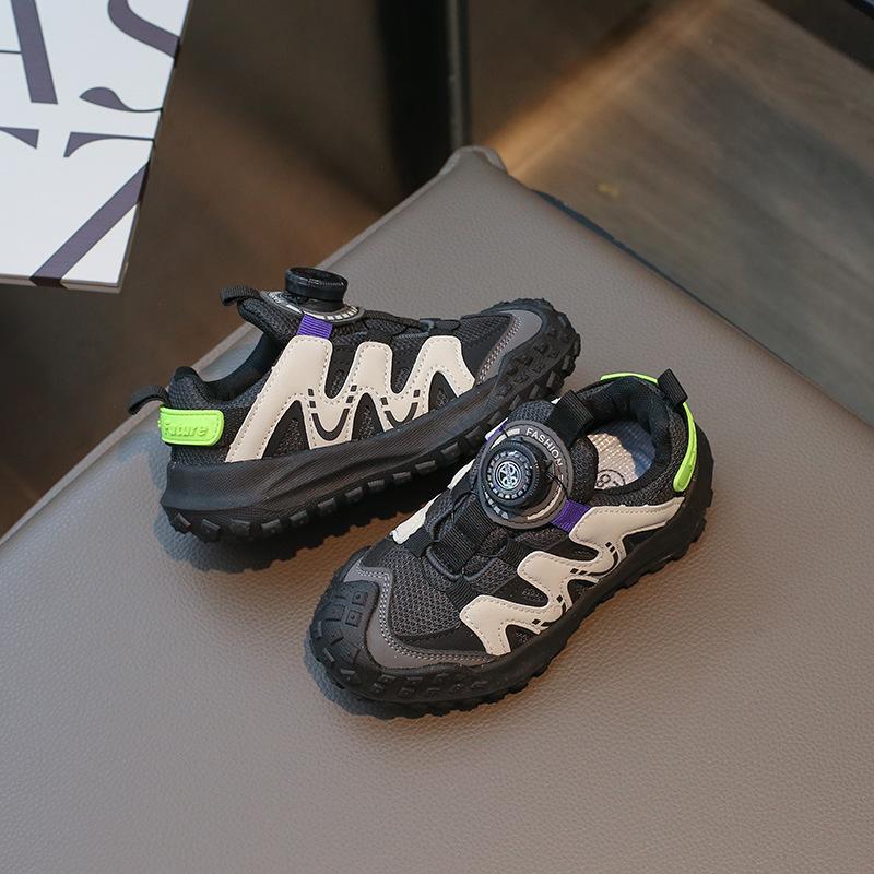 Girls' sneakers 2025 spring and autumn children's shoes rotating buttons autumn new little girls lightweight Forrest Gump shoes