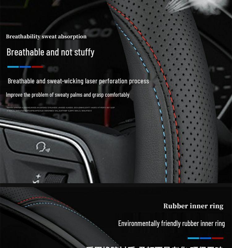 Baojun Genuine Leather Anti-Slip Steering Wheel Cover: All-Season, Universal Fit for Models 730, 510, 560, 630, 530, 360, 310w.