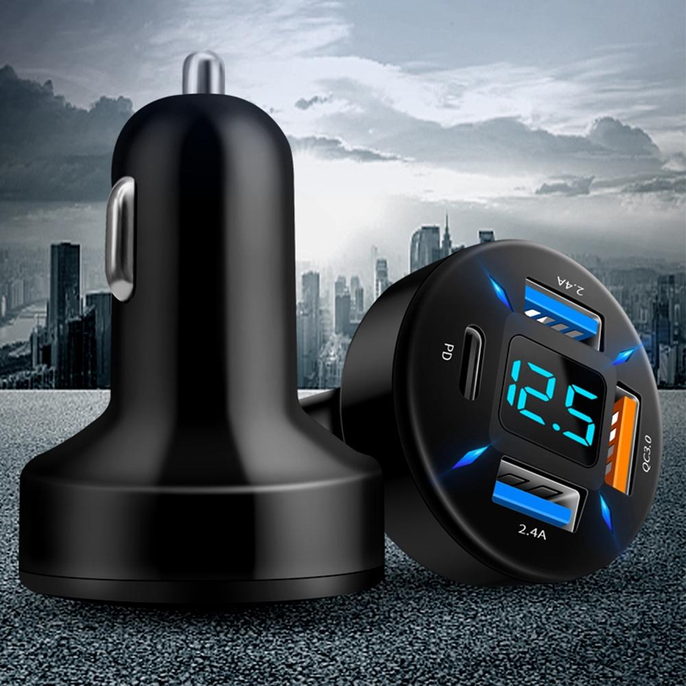 1X Car Charger Voltage Monitoring 4USB Aluminum Alloy+PC
