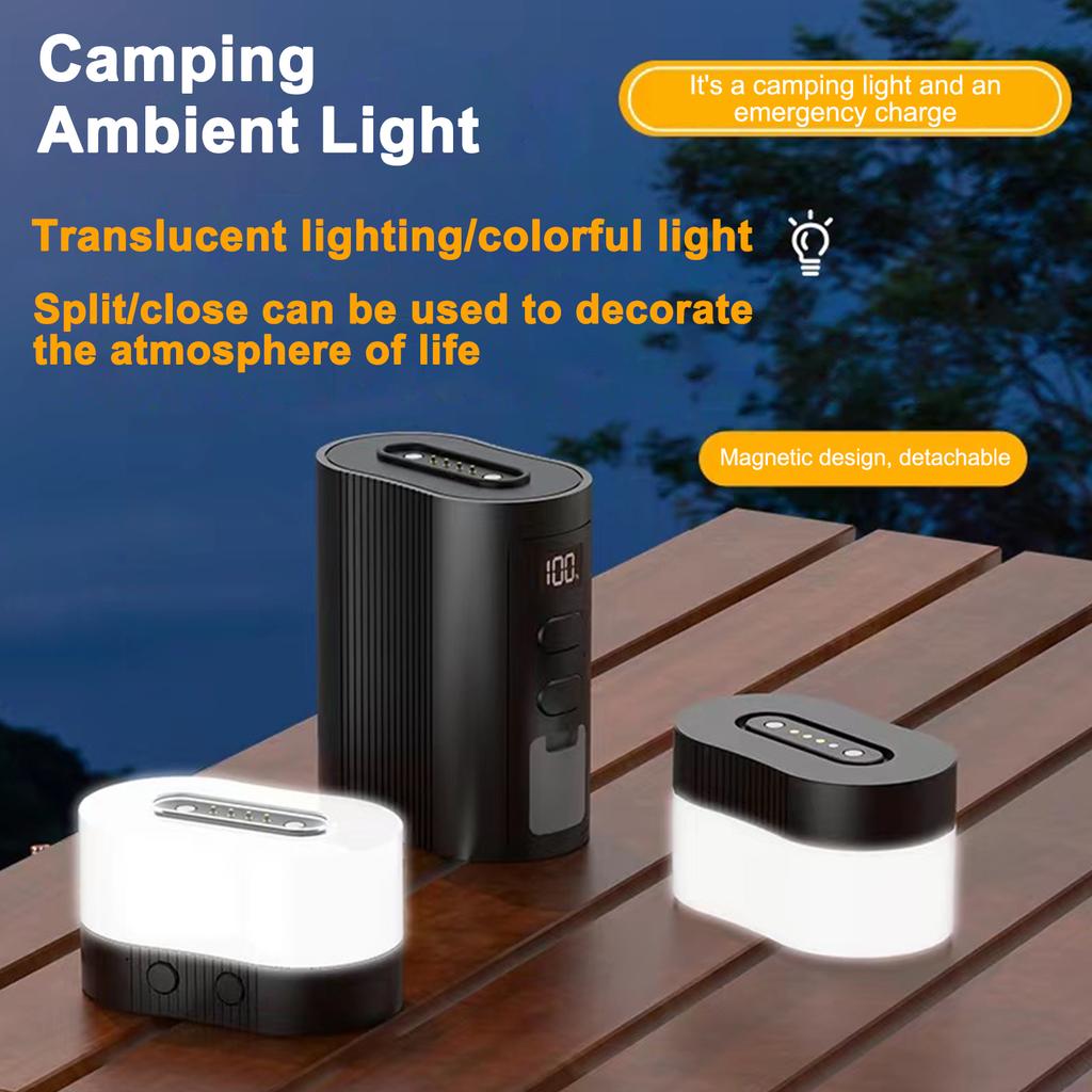 Magnetic Detachable 2-in-1 Camping Light + Emergency Charge Real-time Display Screen Colorful