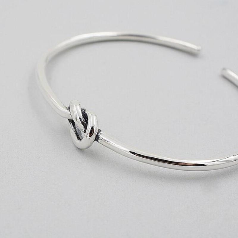 New Arrival Stylish Fashionable Popular Sterling Silver Color Jewelry Bracelets Classic Vintage Thai Silver Color Love Tie Braided Female Bangles