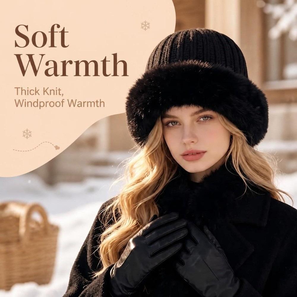Windproof Knit Beanie Hat Cold-Resistant Warm Knitted Cap Stylish Slouchy Winter Hat  Outdoor Wear