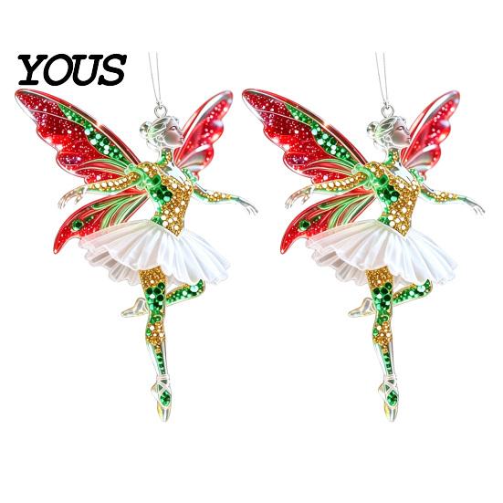 Hanging Ornaments for Trees 2Pcs Glitter Ballet Girl Keychain, 2D Acrylic Pendant Bag Backpack, Sparkling Keychain Decorative Pendants Dancer