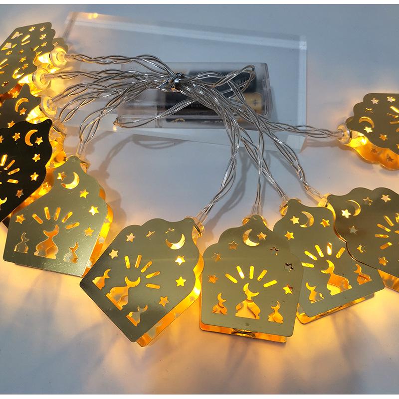 Indoor LED Moon & Star Iron Art String Lights for Eid al-Adha Decor