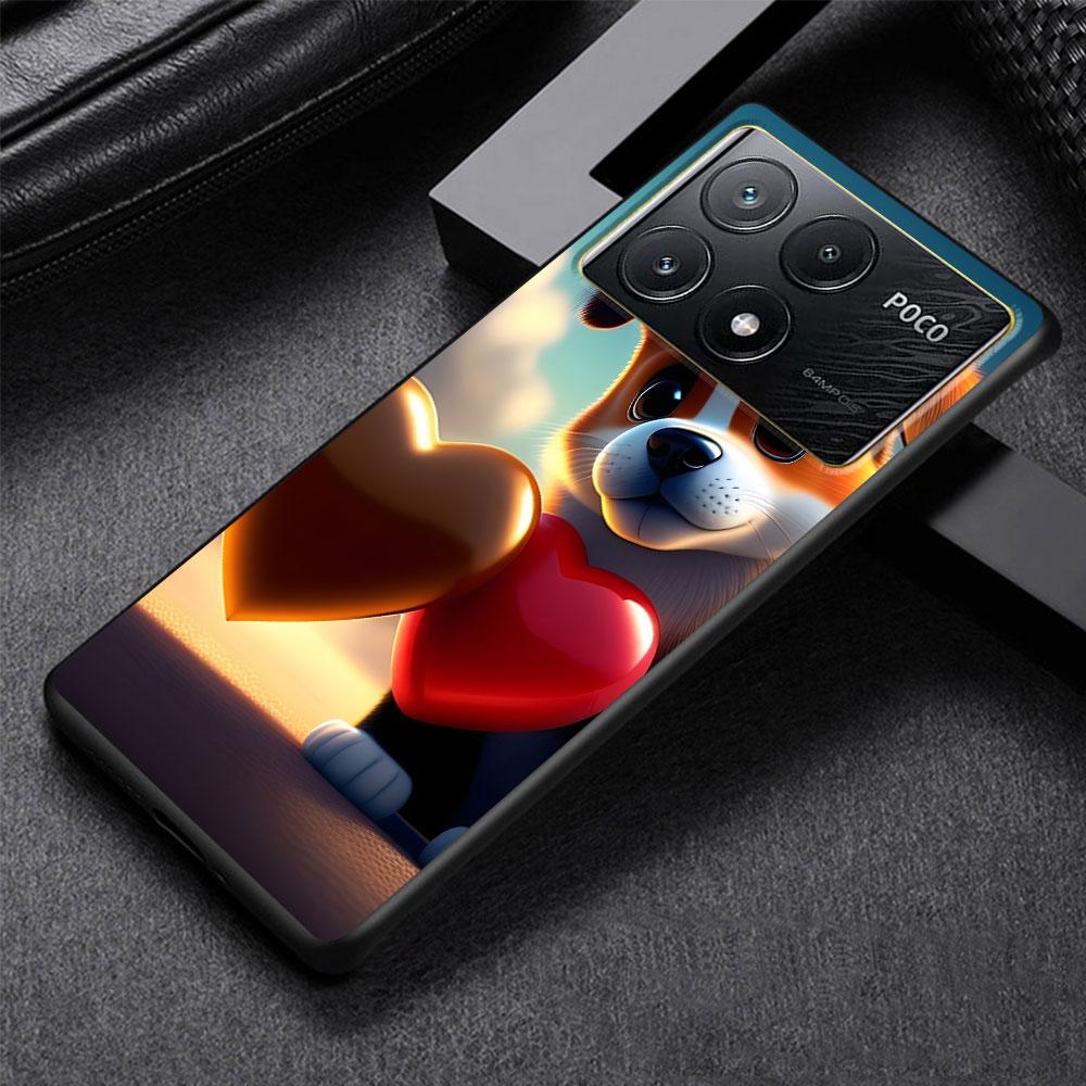 Cartoon Dogs Case for Xiaomi Poco X6 X3 NFC M5s X5 F3 M4 M3 Pro Black Silicone Soft Phone Cover Coque