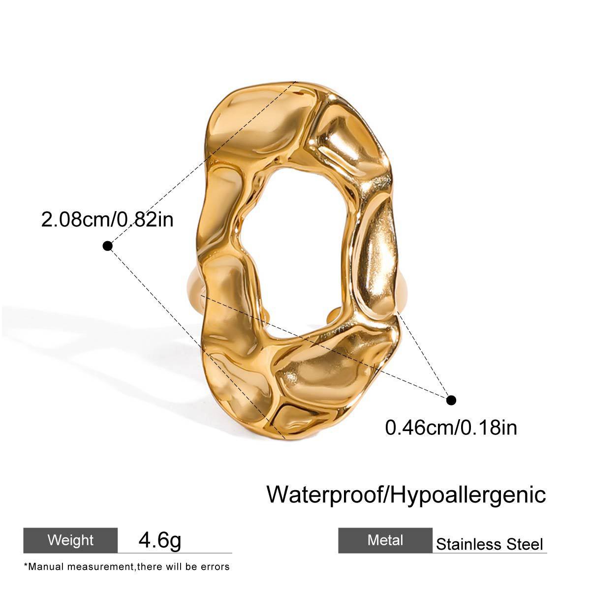 Retro Exaggerated Hollow Geometric Rings Oversize Spiral Imitation Pearl Wedding Ring Glossy Metal Designer Jewellery for Women