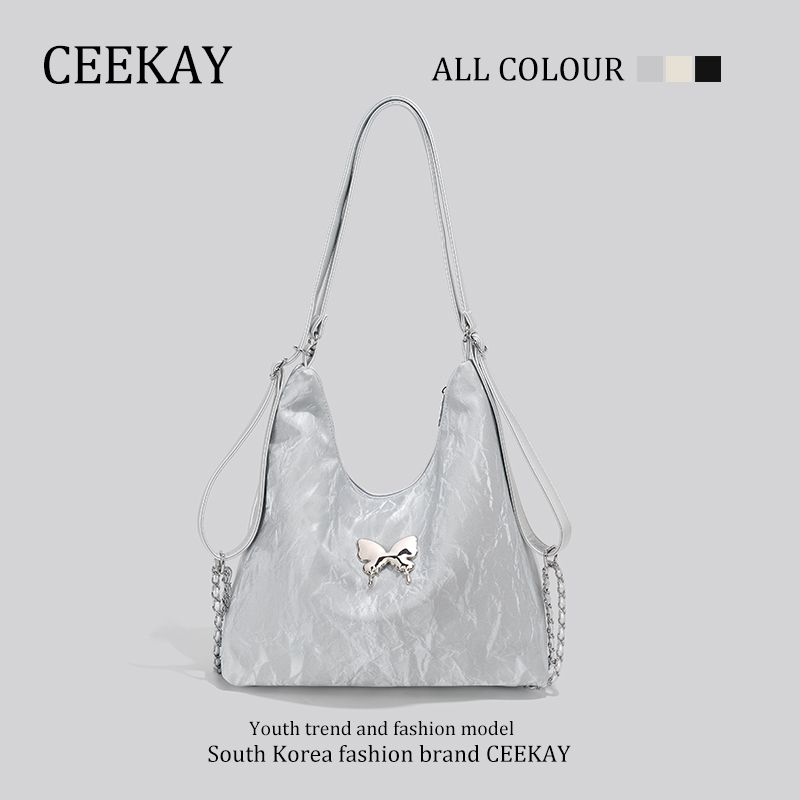 

Ceekay Genuine Goods Fancy Two Shoulders Cross-Body Bag Silver Gray
