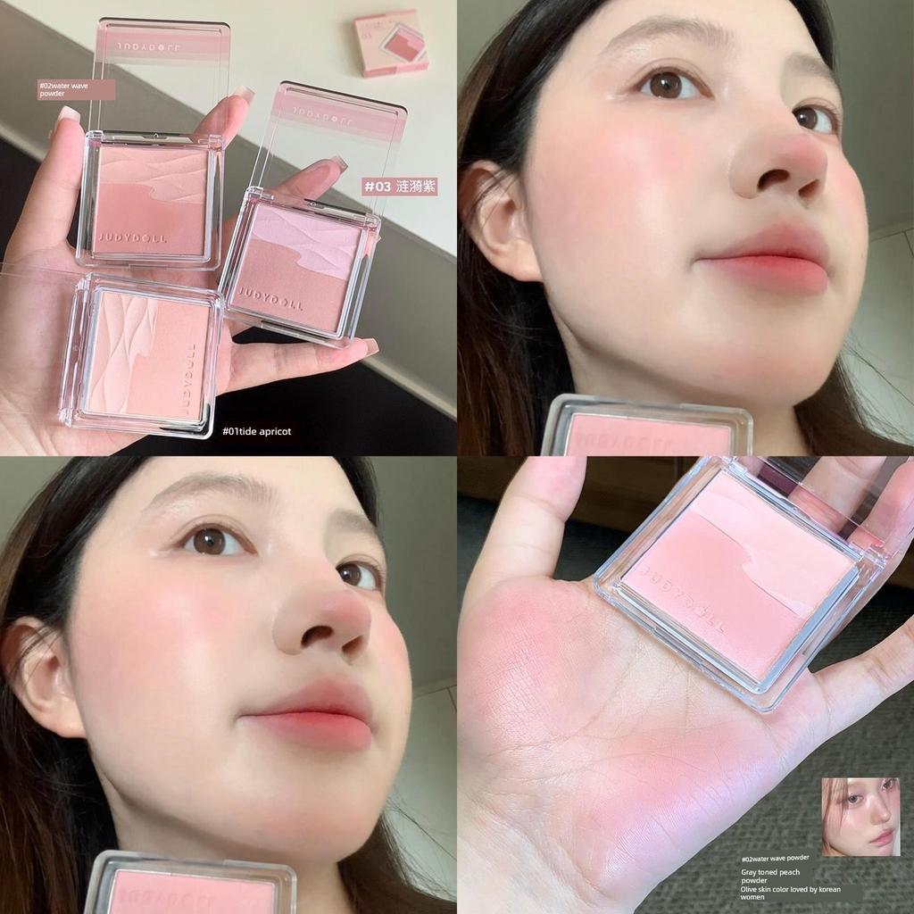 Judydoll Orange Satin Glow Blush Popular Two-Tone Sun-Kissed Palette Brightening and Contouring Colors Natural Authentic for Women