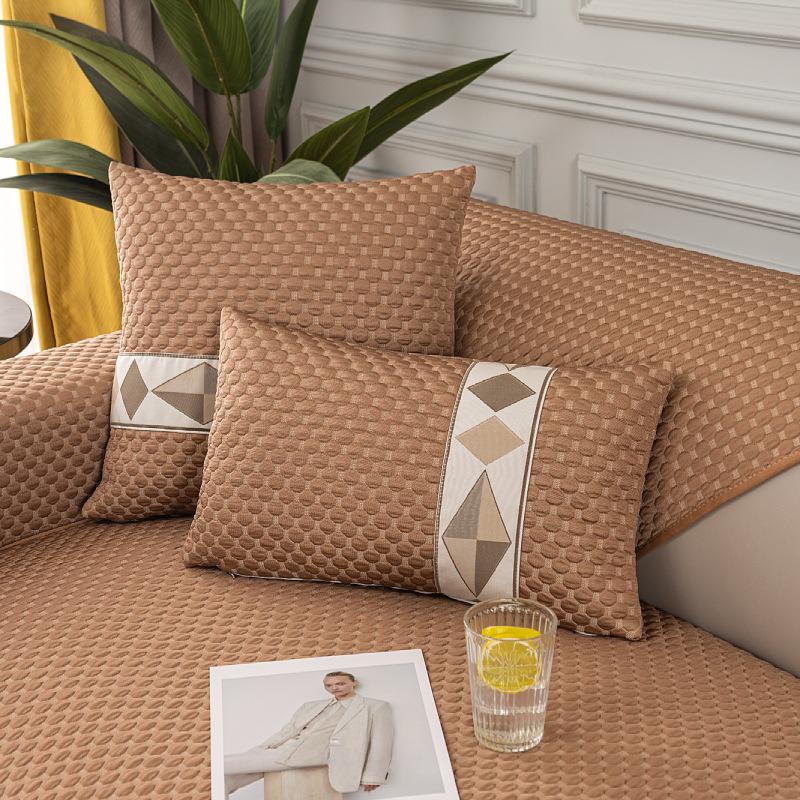 

Летняя новинка Подушка для дивана из ледяного шелка Прохладная Простая в горошек Однотонная Нескользящее Полотенце-подушка для дивана 70*70