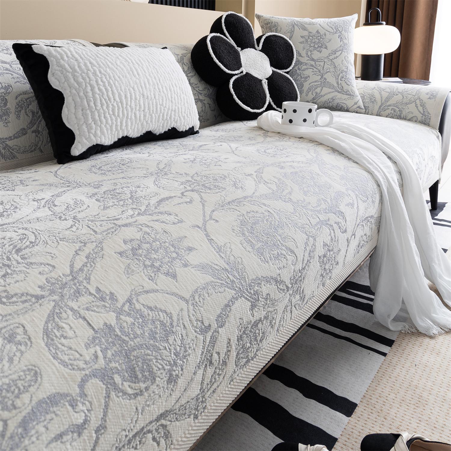 

Чехол для дивана из цветочного жаккарда с шениллом, противоскользящий, утолщенный, высококачественный, для гостиной, Г-образный диван, полотенце для домашнего декора 70*70cm