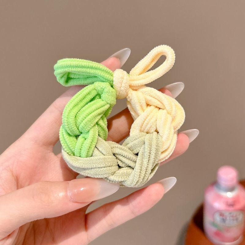 Korean version of thick high elastic color braided hair band dopamine bow durable hair does not hurt the high color value female head rope