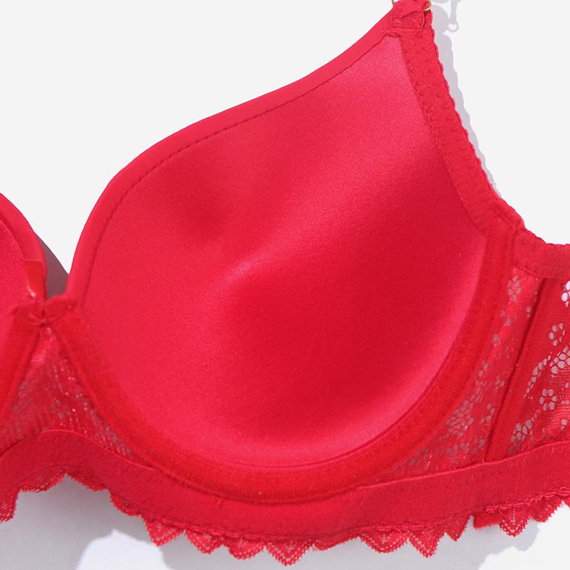 Elegant Rhinestone Lace Bra Set with Metal Chain Straps, Off-Shoulder Push-Up B Cup