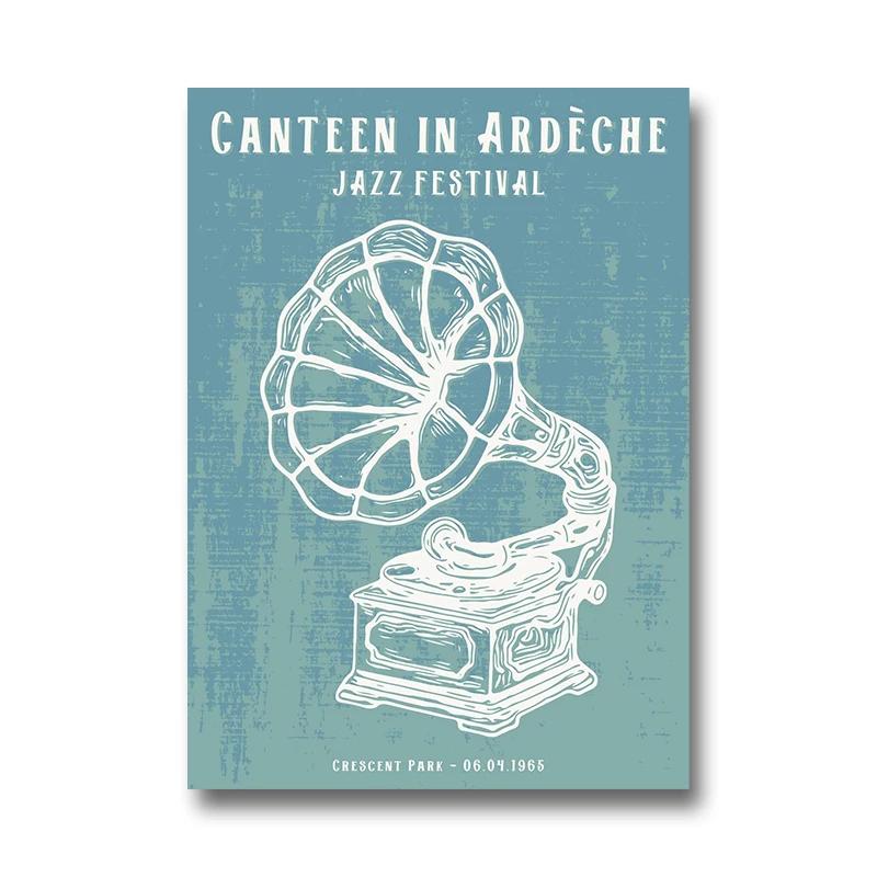 Vintage Jazz Festival Canvas Paintings Retro Jazz Club Poster and Print Wall Art Picture for Living Room Cuadros Home Decoration