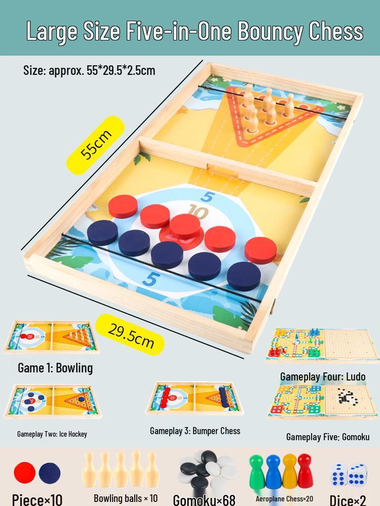 Douyin Wooden Ice Hockey Battle: Double Ejection Chess for Parent-Child Interaction