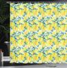 Lemon and Green Leaf Pattern Waterproof Polyester Shower Curtain 180x180cm - Fresh Citrus Fruit Print Bath Curtain with Hooks