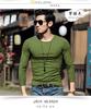 Men Long Sleeve T Shirt Round Neck Self-cultivation Solid Color Slim Tee Personality Trend Man Wear