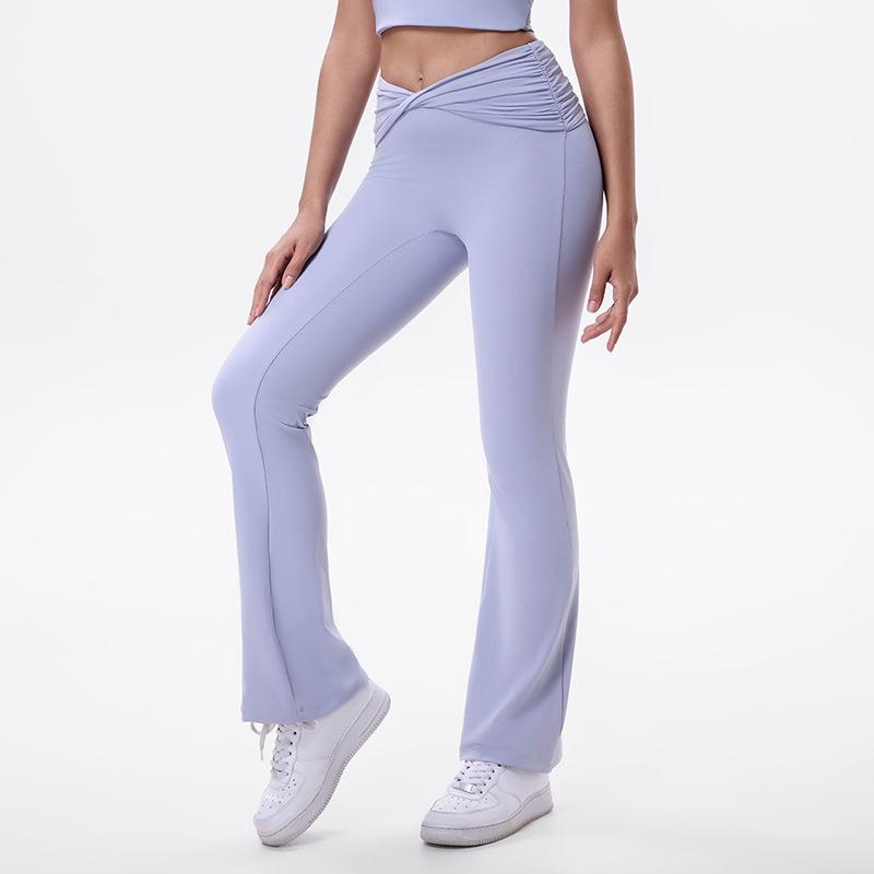 

Брюки для йоги клеш с плиссировкой и высокой талией - Женская одежда для фитнеса и танцев с эффектом подтяжки бедер S